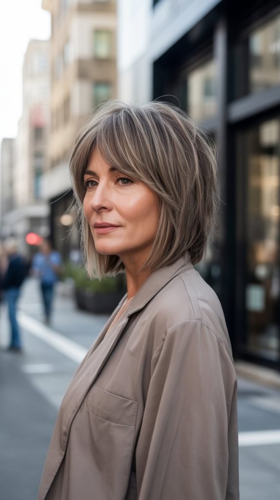 8. Choppy Long Bob with Piecey Bangs