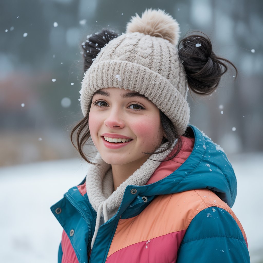7. Space Buns with Winter Hat