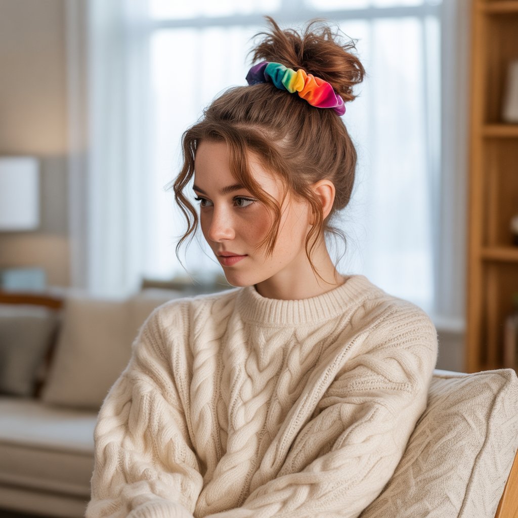 17. High Bun with Scrunchy
