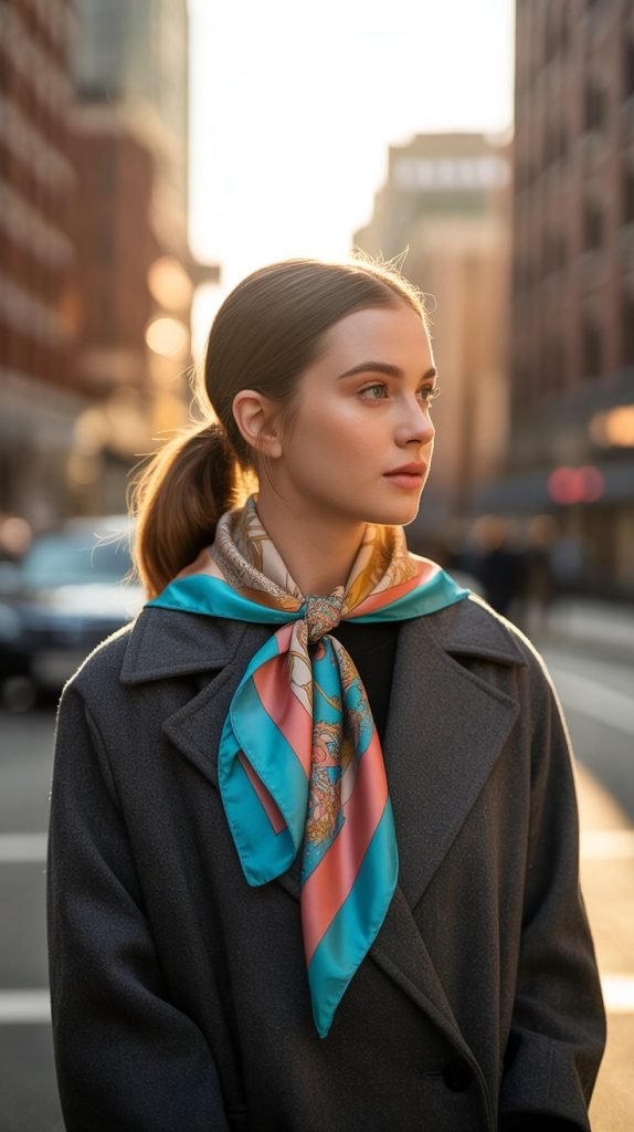 4. Low Ponytail with Scarf Wrap
