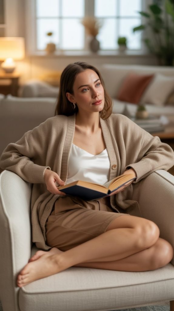 14. Boyfriend Cardigan with Camisole and Shorts