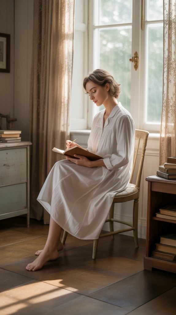 16. Cotton Nightgown in Midi Length