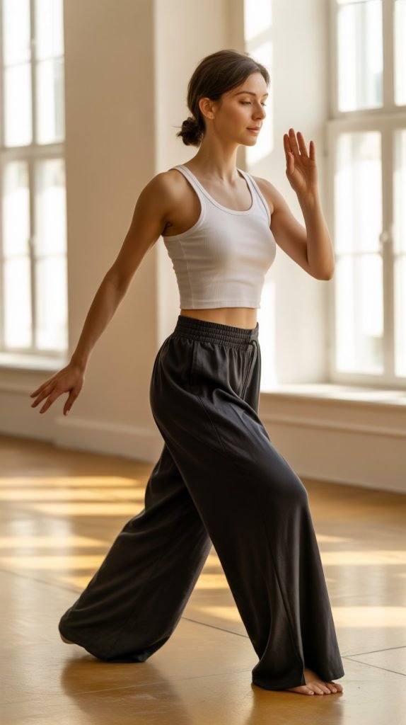 9. Wide-Leg Palazzo Pants with Tank Top