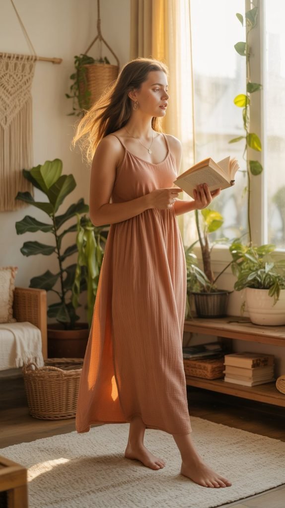 Flowy Maxi Dress in Breathable Fabric