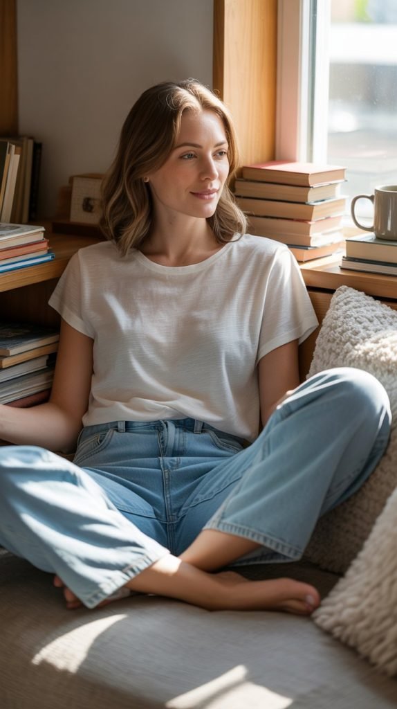 Boyfriend Jeans with Soft Tee