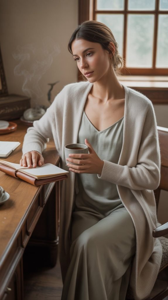  Longline Cardigan Over Simple Dress