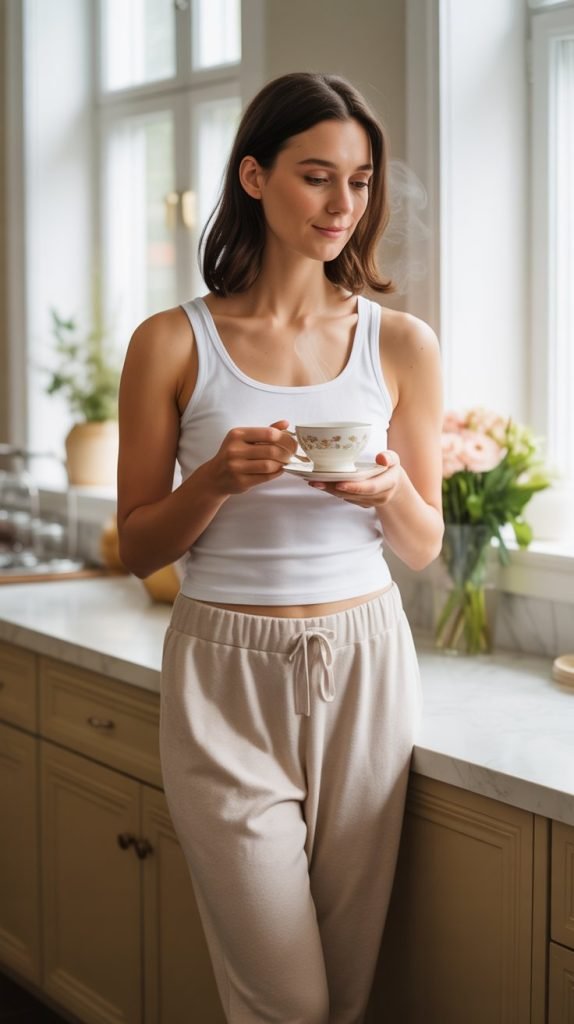 15. Cashmere Lounge Pants with Fitted Tank