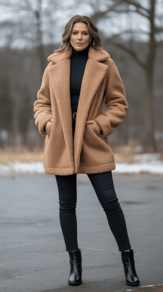 Teddy Bear Coat with Black Basics