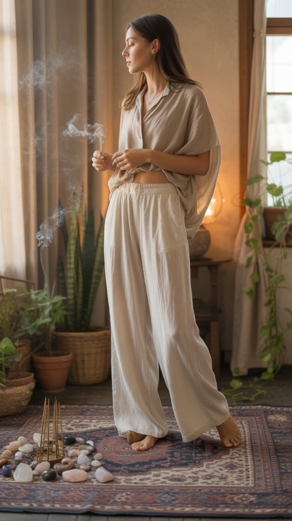 Bohemian Wide-Leg Pants and Flowy Top