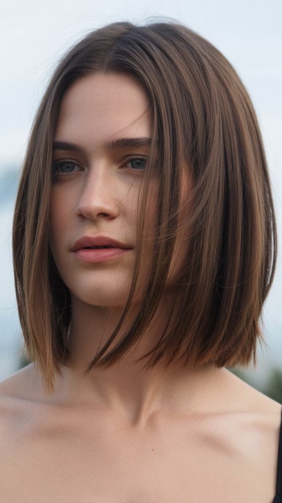 24. Long Bob with Razored Ends and Piecey Fringe