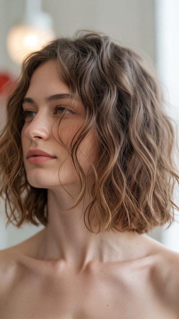 2. Textured Wavy Long Bob