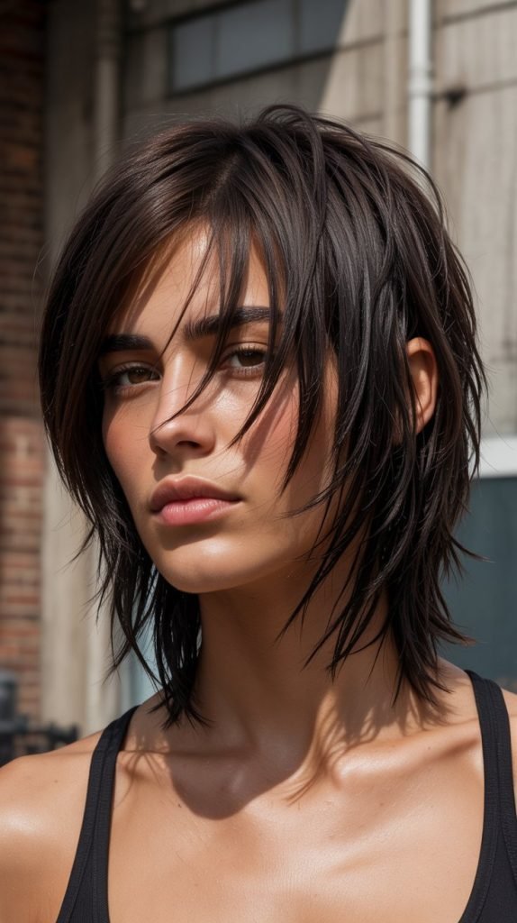  Choppy Long Bob with Piecey Curtain Bangs