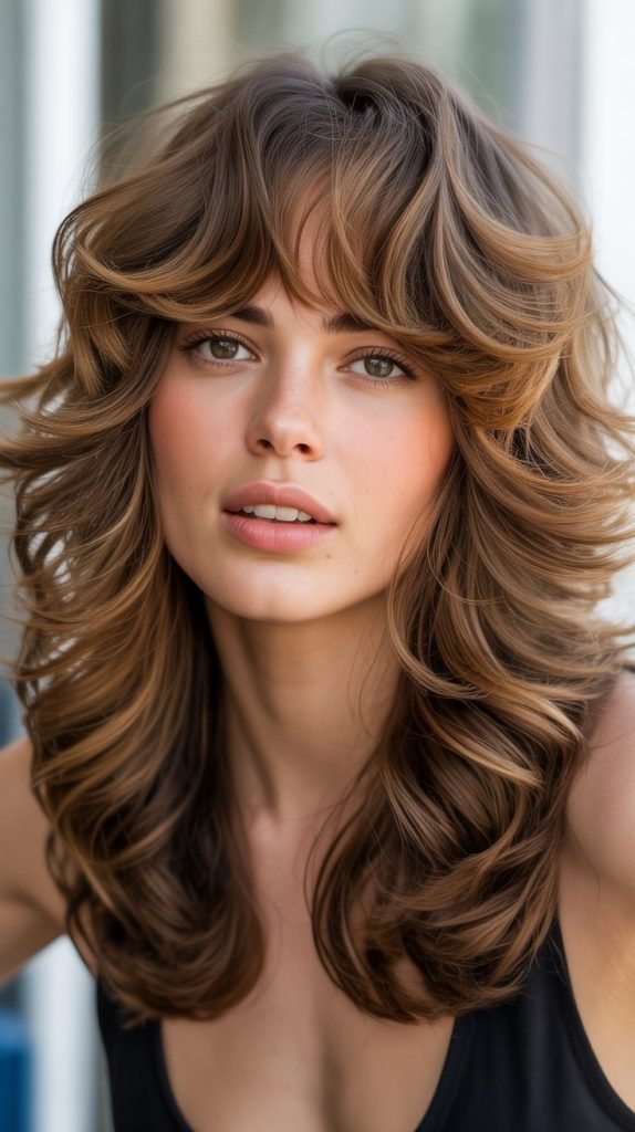  Layered Lob with Bouncy Curtain Bangs