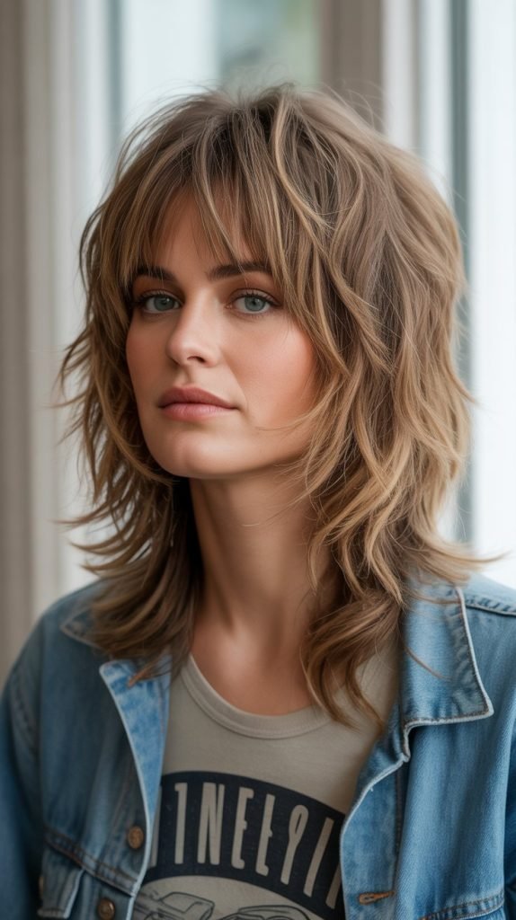 13. Shaggy Long Bob with Curtain Bangs