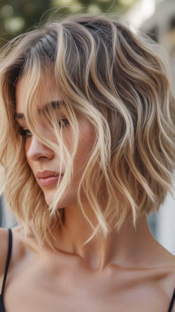 Shaggy Blonde Balayage Bob