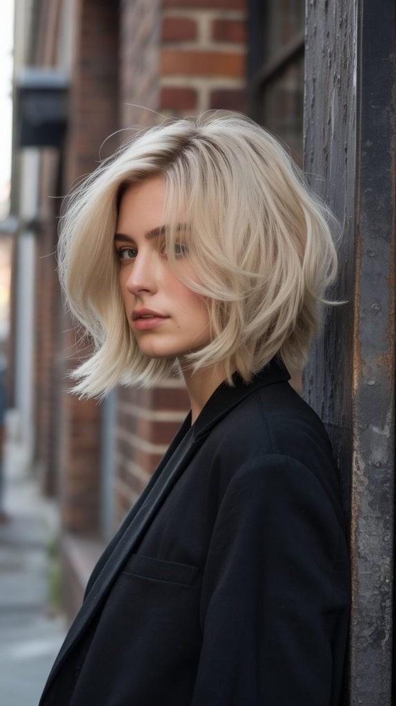 7. Asymmetrical Long Bob with Layered Texture