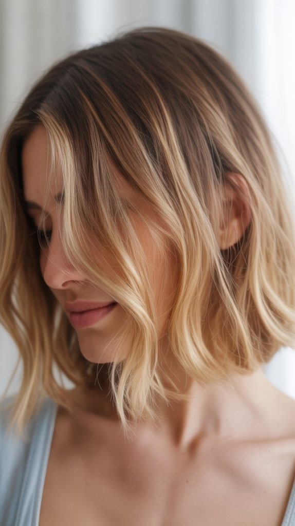  Lived-In Blonde Balayage Bob