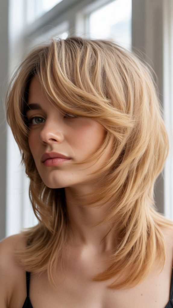 10. Shaggy Long Bob with Textured Fringe