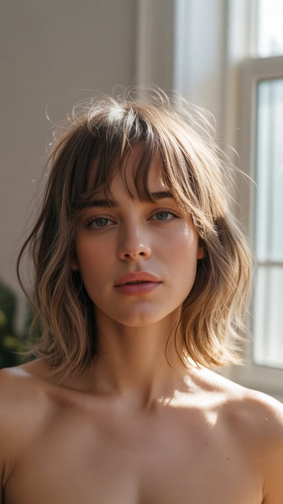 17. Tousled Long Bob with Messy Fringe