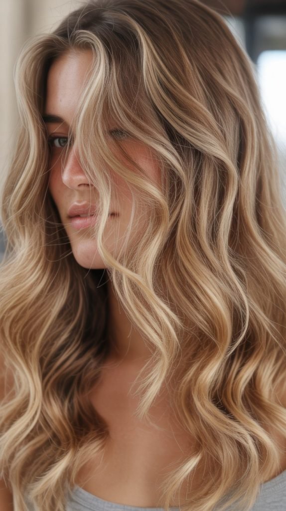 7. Buttery Blonde Chunks on Light Brown Hair