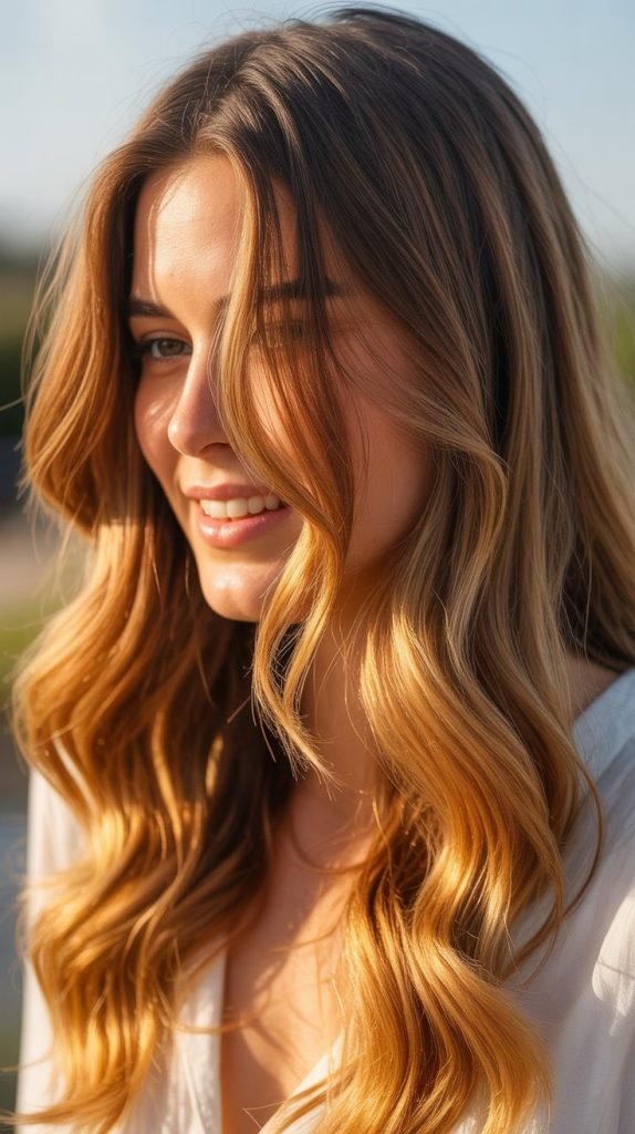 6. Warm Golden Balayage