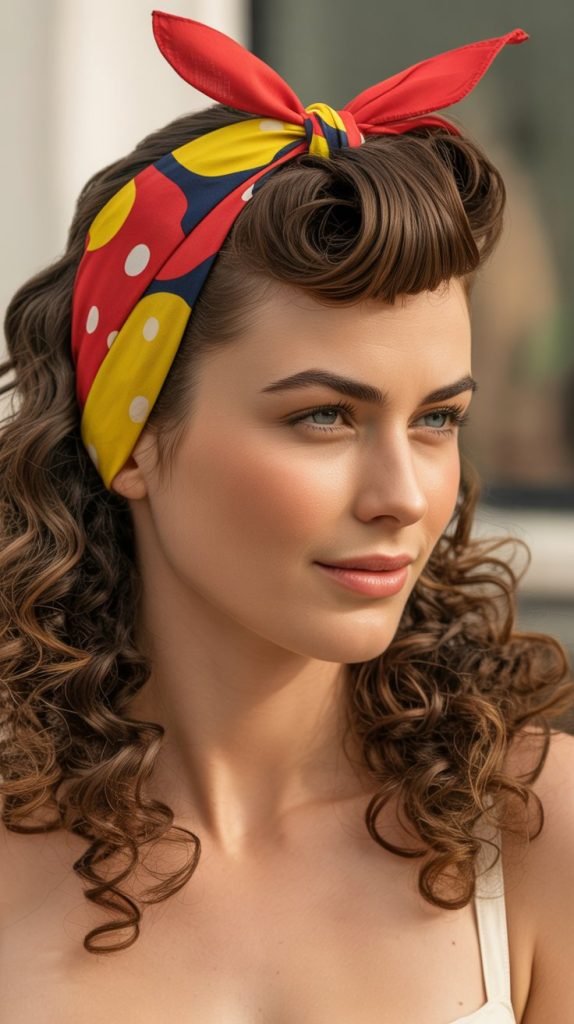 Half Up with Bandana or Scarf Accent