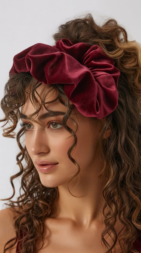 . Half Up with Velvet Scrunchie