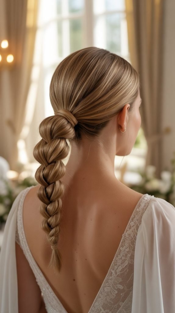 25. Braided Ponytail Updo