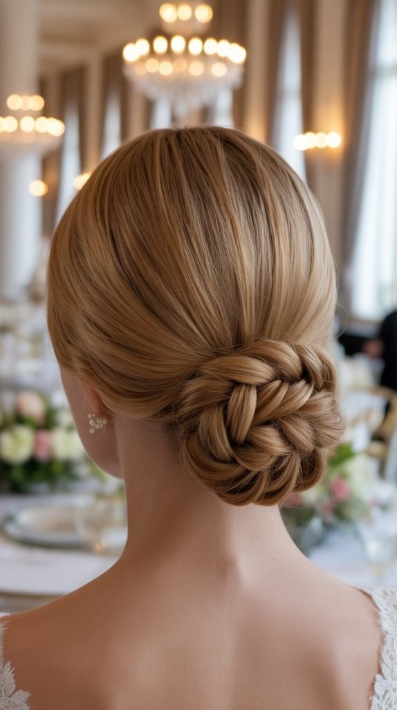 23. Braided Low Bun with Volume