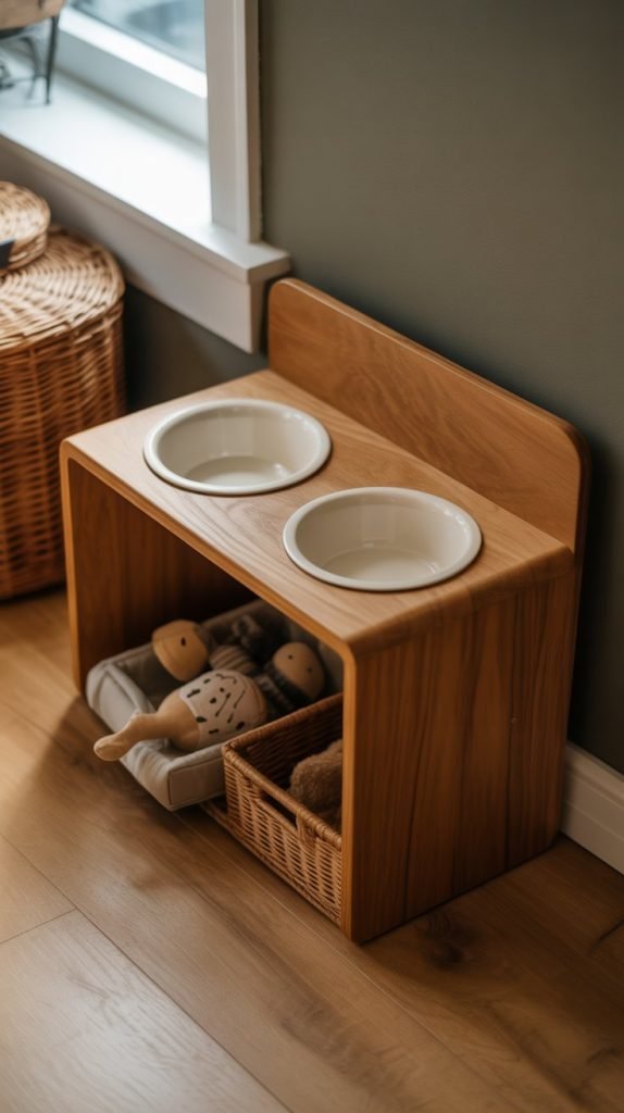 31. Wooden Pet Bowls and Feeders