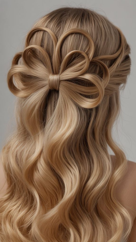 Half-Up with Bow Made from Hair