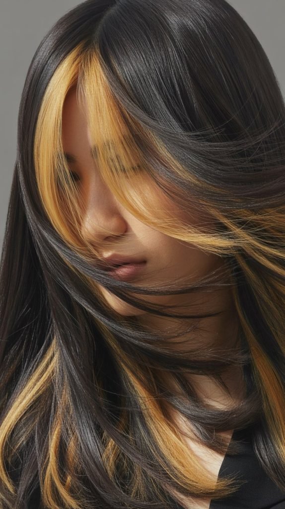 6. Golden Blonde Peekaboo Highlights