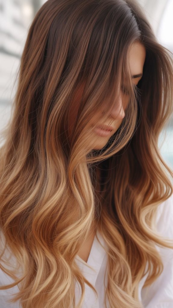 17. Caramel Highlights with Blonde Ends