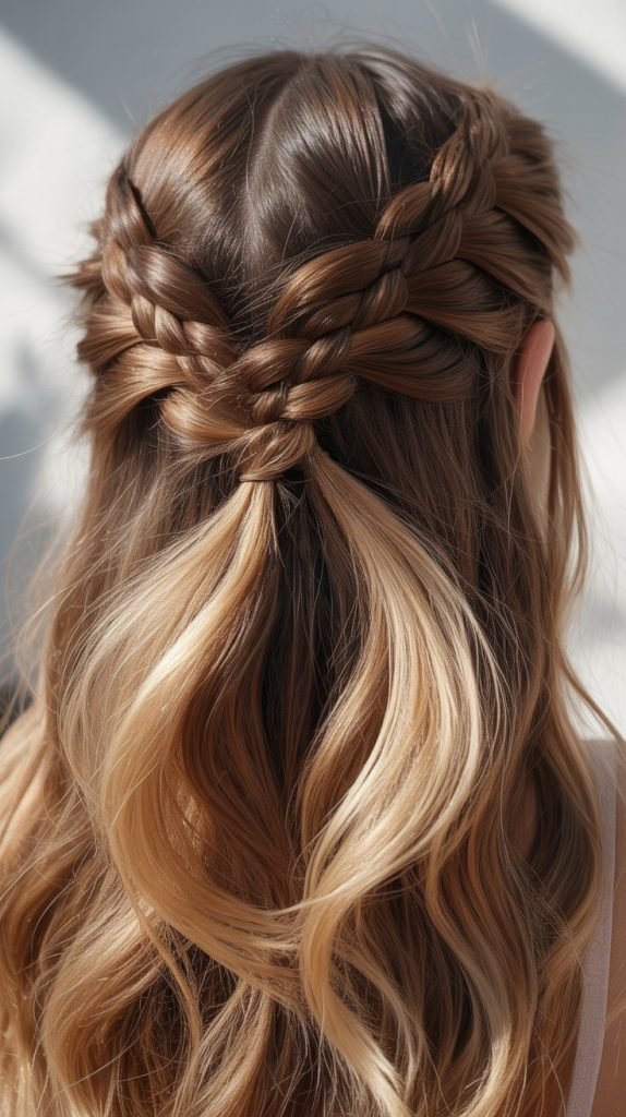14. Peekaboo Highlights Under Braided Crown
