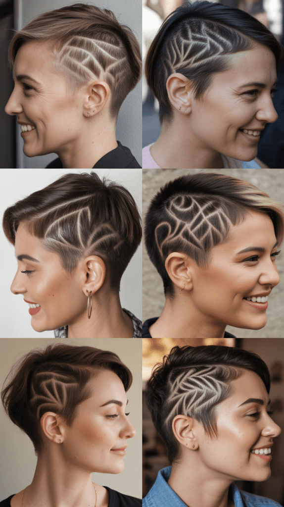 Pixie with Shaved Designs