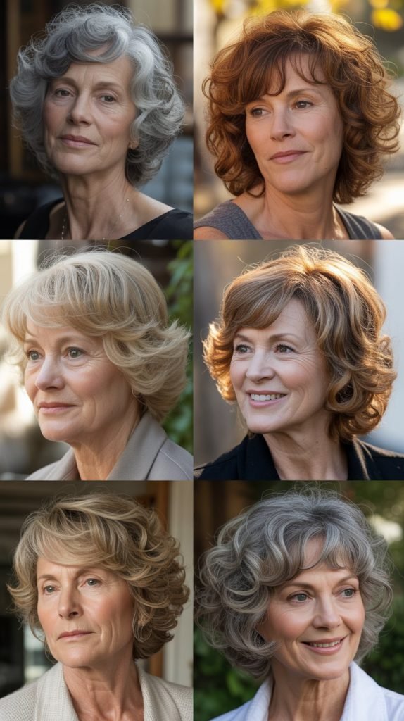 . Layered Medium-Length Hair with Curtain Bangs