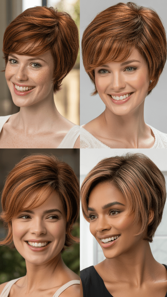  Auburn Pixie Wig with Highlights