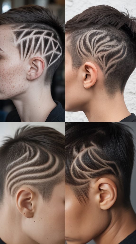 . Pixie with Shaved Designs