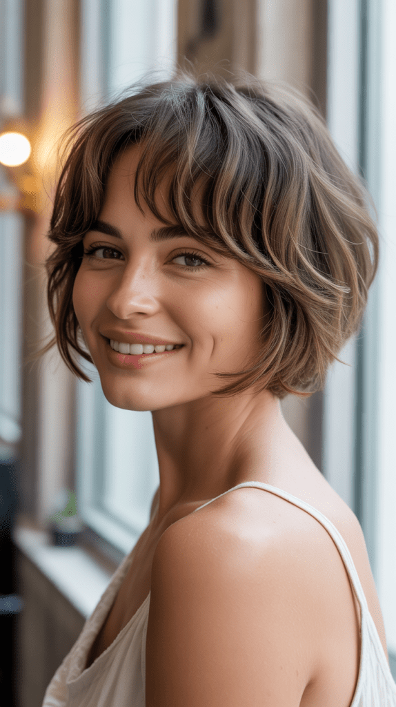 Razored French Bob with Textured Fringe