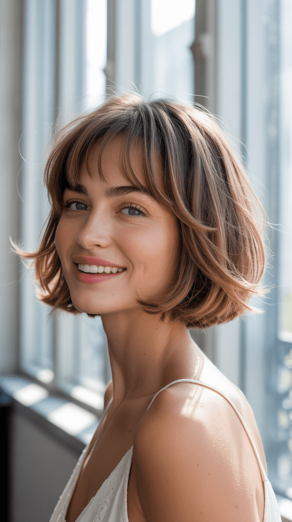 Soft Layered French Bob with Wispy Fringe
