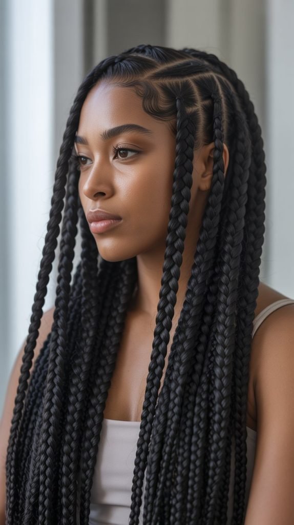 Jumbo Side Part Knotless Braids