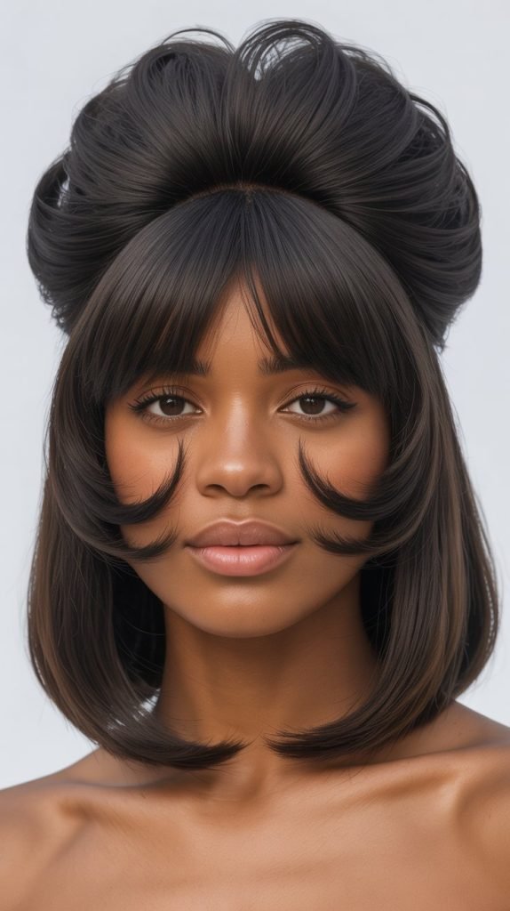 Long Bob with Curtain Bangs and Center Volume