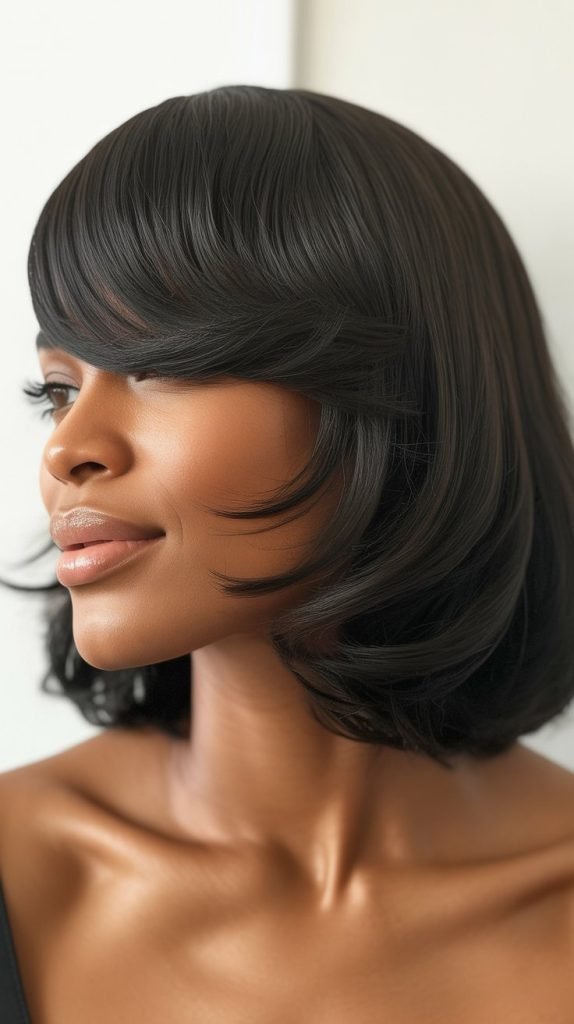  Long Bob with Side-Swept Curtain Bangs