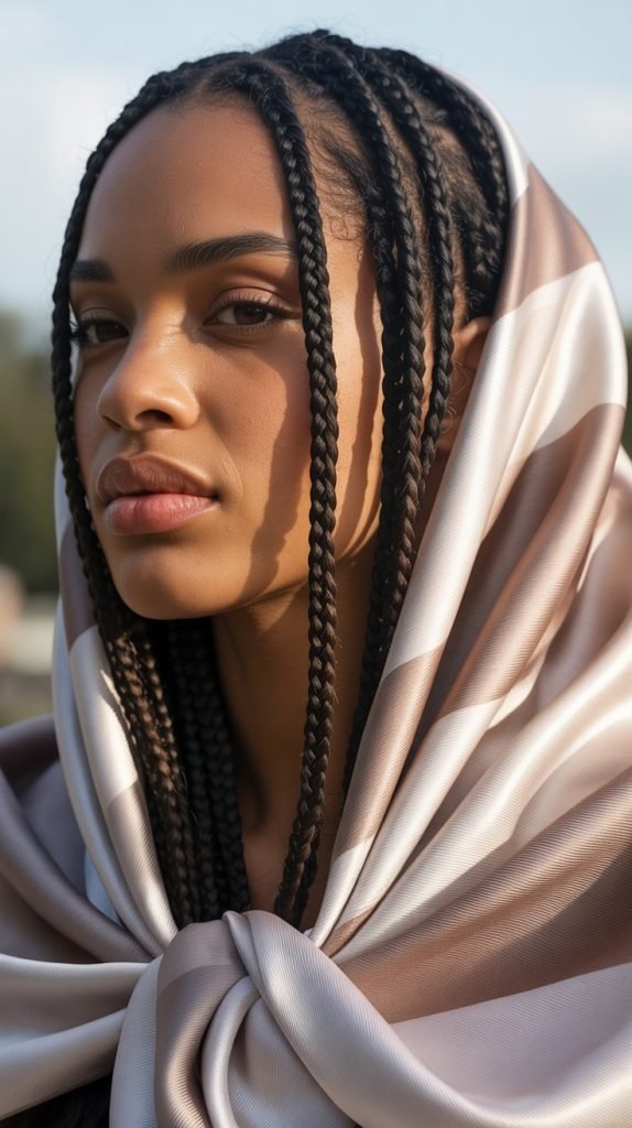 Side Part Knotless Braids with Accessories