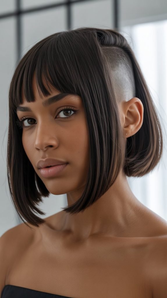 Long Bob with Curtain Bangs and Undercut