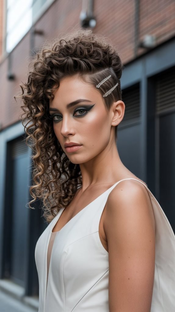 23. Voluminous Curly Mohawk Style