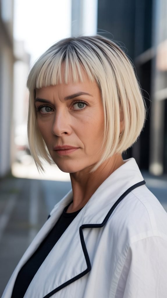 Edgy Lob with Micro Curtain Bangs