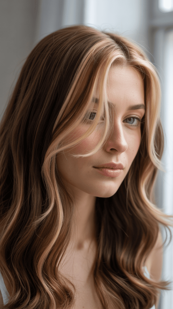 Blonde Highlights on Dark Hair for Fair Skin