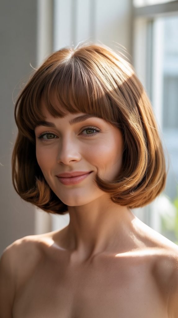 8. Long Bob with Feathered Bangs
