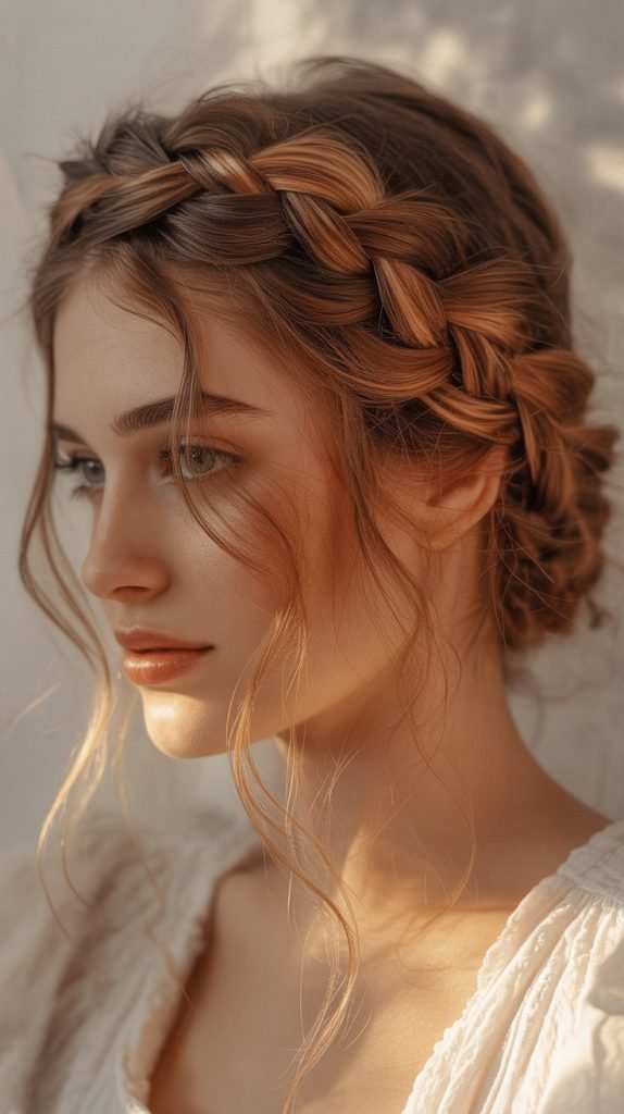 15. Golden Blonde with Milkmaid Braids